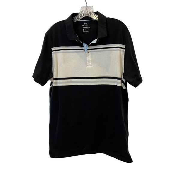 Nike Men’s Dri Fit Golf Polo- Black/White/Grey - Size L - Picture 2 of 5
